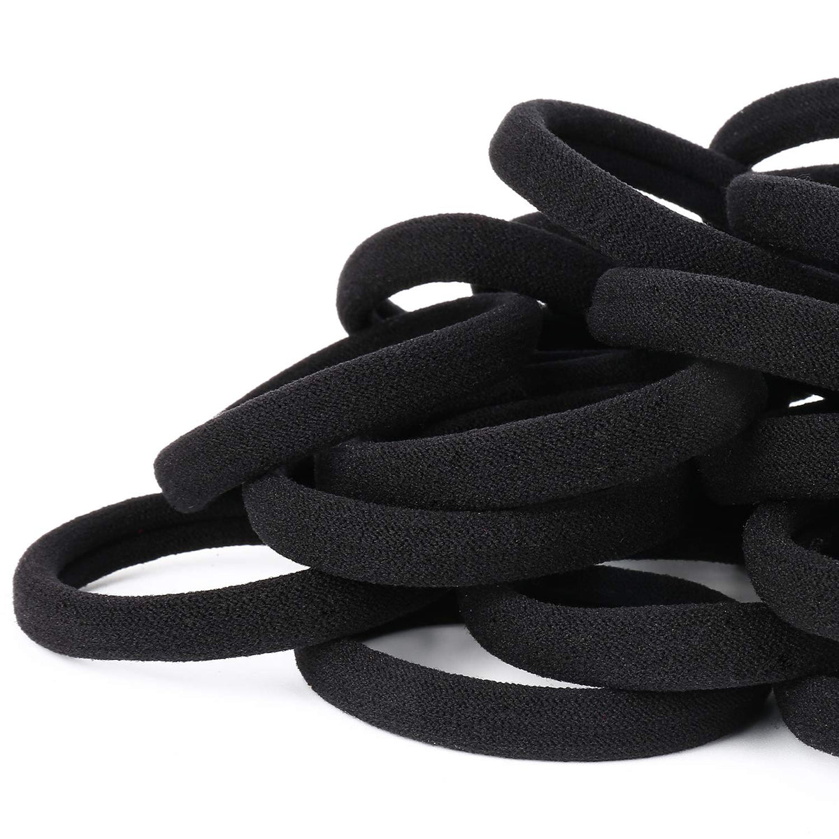 Qarwayoc 50PCS black hair ties front view in packaging
