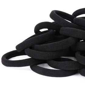 Qarwayoc 50PCS black hair ties front view in packaging