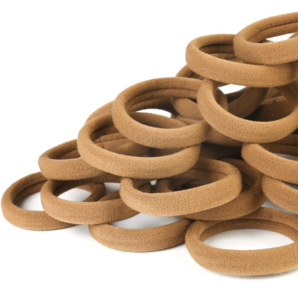 Qarwayoc 50PCS thick hair ties light brown front view