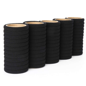 Qarwayoc black hair ties displayed on a white background