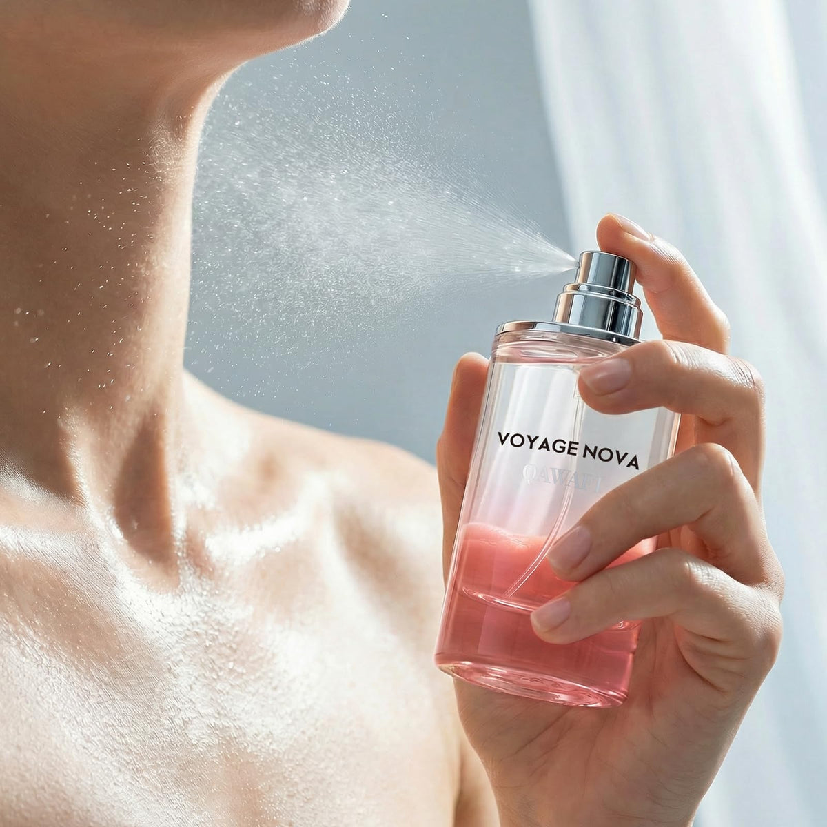 QAWAFI Voyage Nova Eau de Parfum in a travel bag