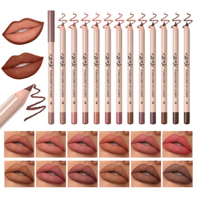 QiBest 12Pcs Creamy Lip Liner Set front view with vibrant shades