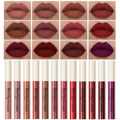 QiBest 12Pcs Matte Liquid Lipstick Set packaging front view