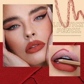 QiBest lip liner set displayed with a makeup brush