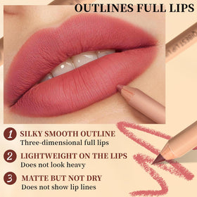 QiBest lip liner set displayed with makeup accessories