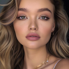 QiBest Lipstick applied on model's lips