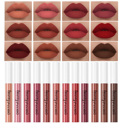 QiBest Velvet Matte Liquid Lipstick Set 12 shades front view