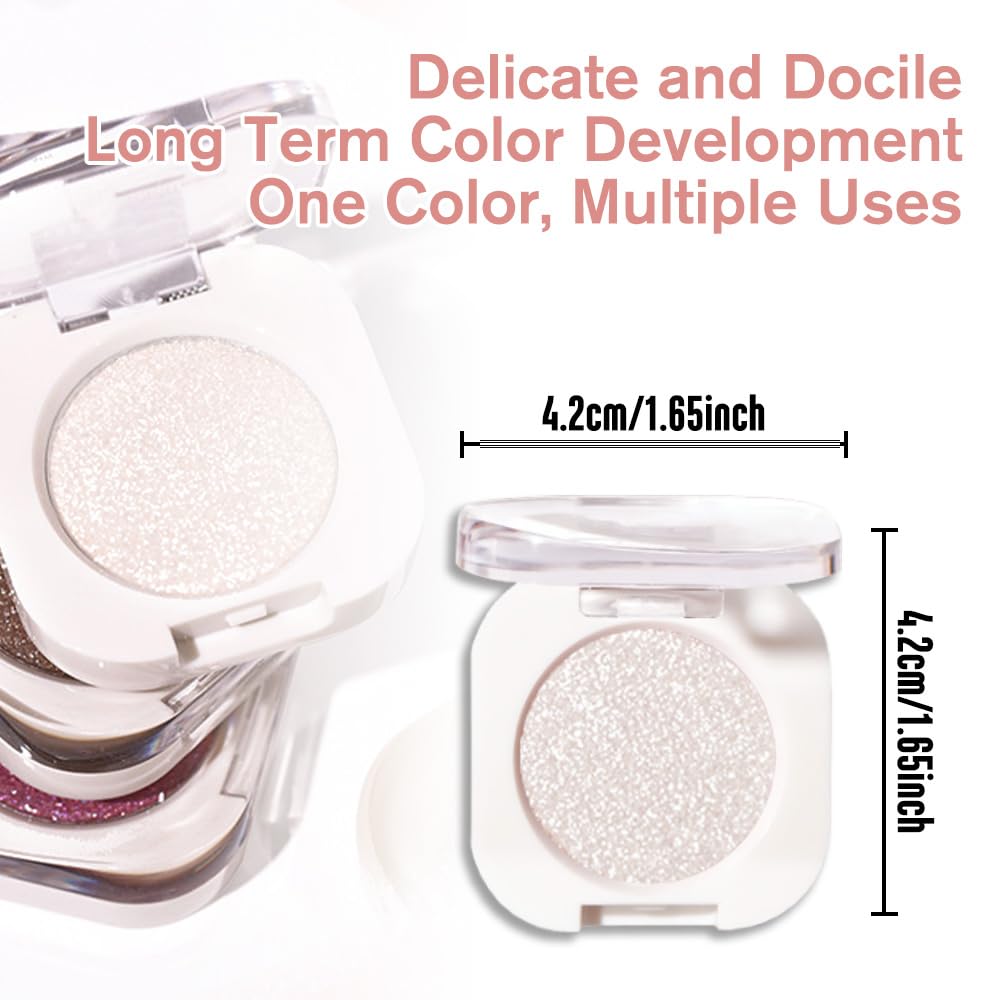 QIDSTERS Pear White Glitter Eyeshadow Mini 18g with makeup brush