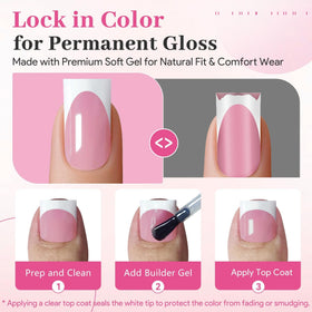 QIEK Deep Pink French Tip Press On Nails in use