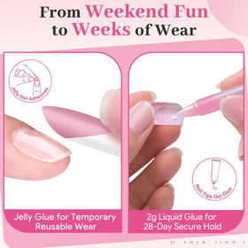 QIEK Deep Pink French Tip Press On Nails packaging