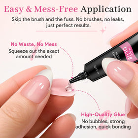QIEK Nail Glue application on press-on nails