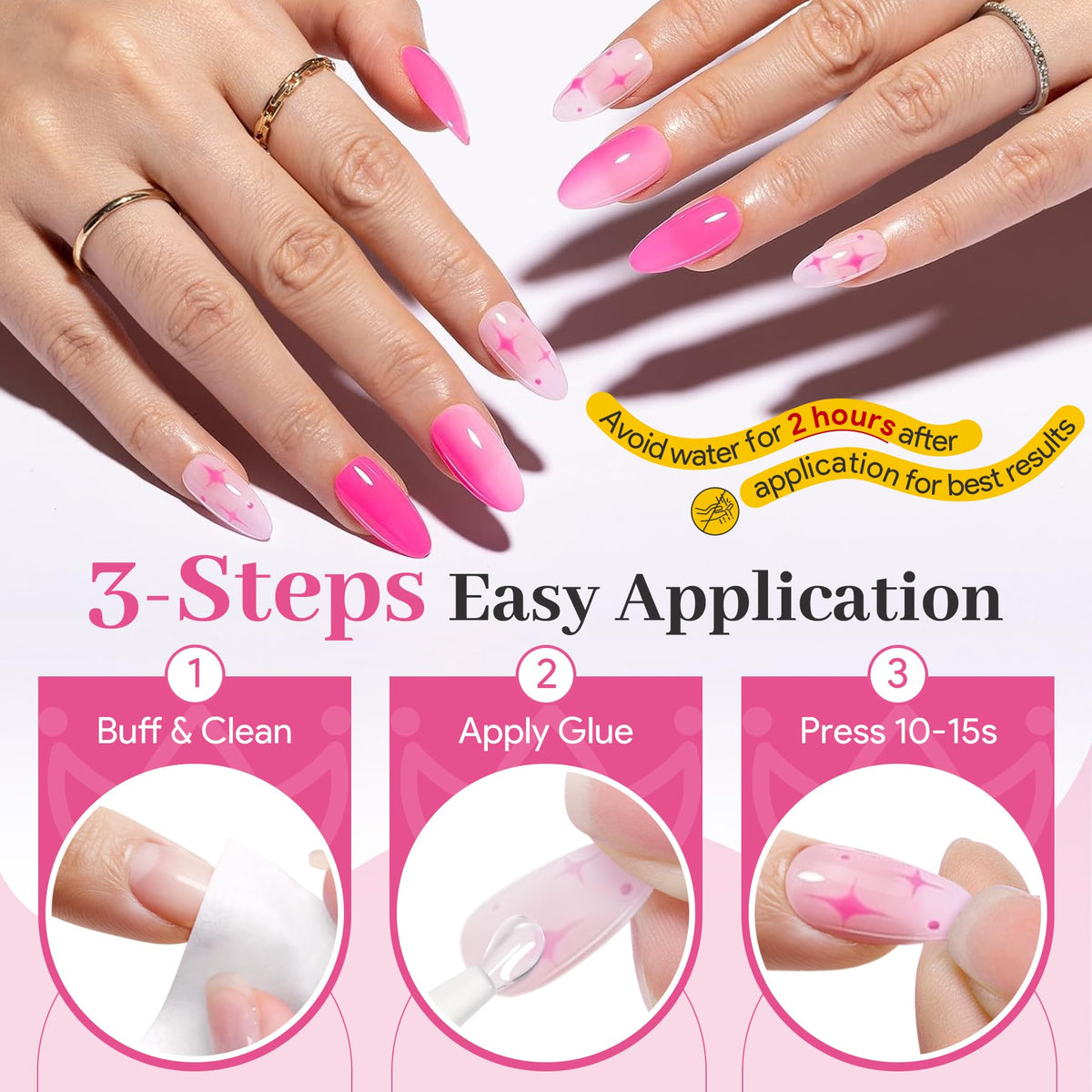QIEK nail glue demonstrating waterproof durability