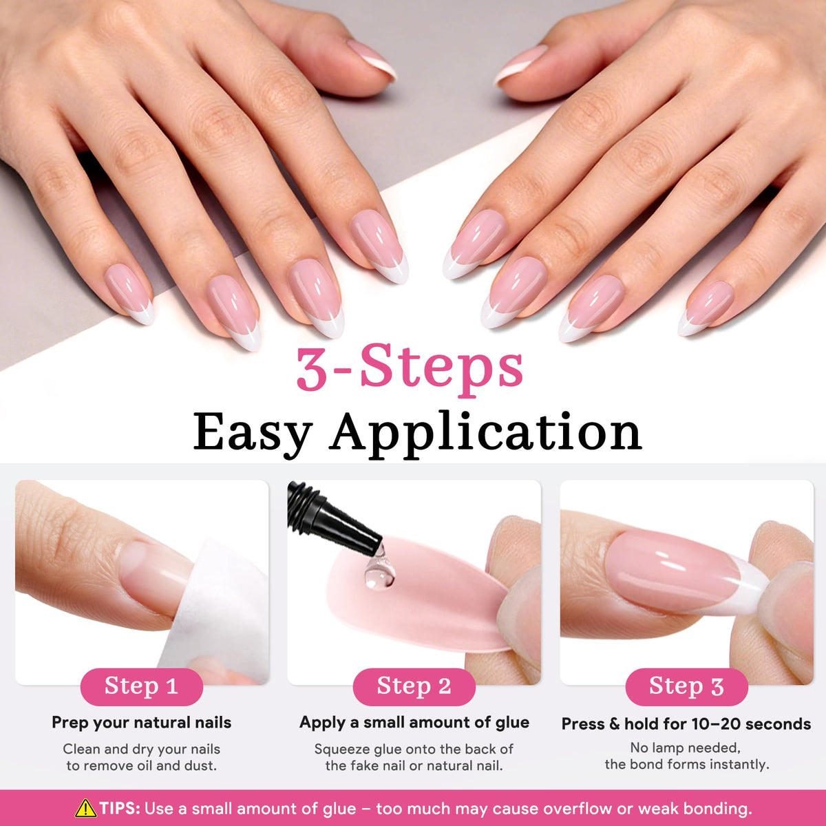 QIEK Nail Glue showing strong hold on nails