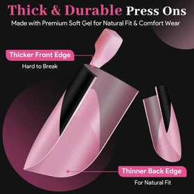 QIEK press on nails with chic square French tips