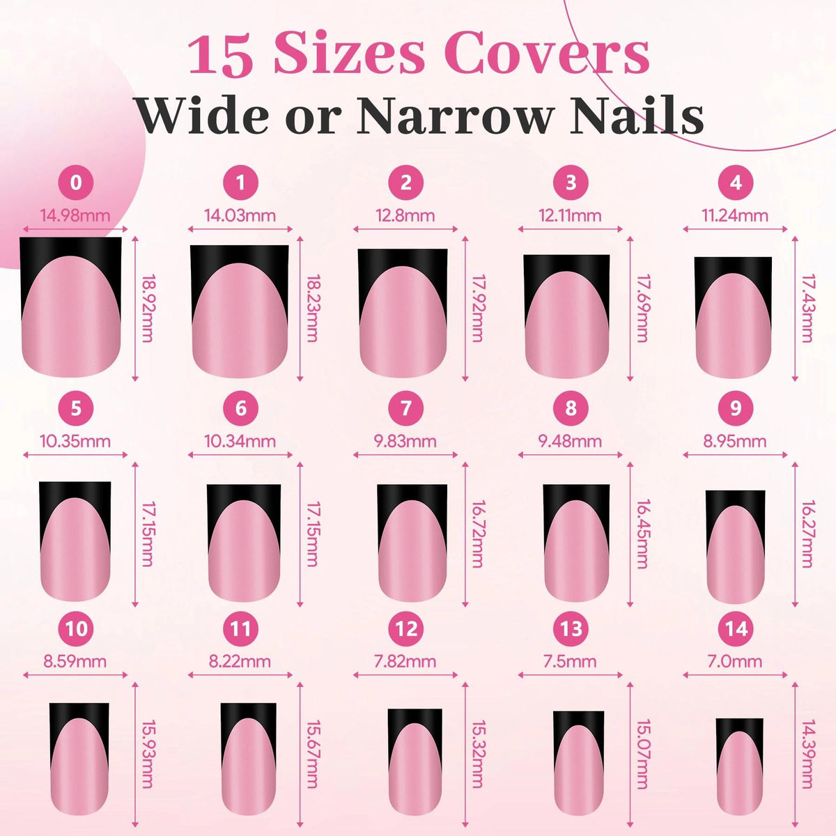 QIEK press on nails with numbered tabs for sizing
