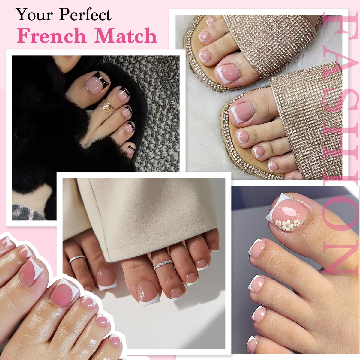QIEK Toe Nail Press Ons Berry Pink in a stylish setting