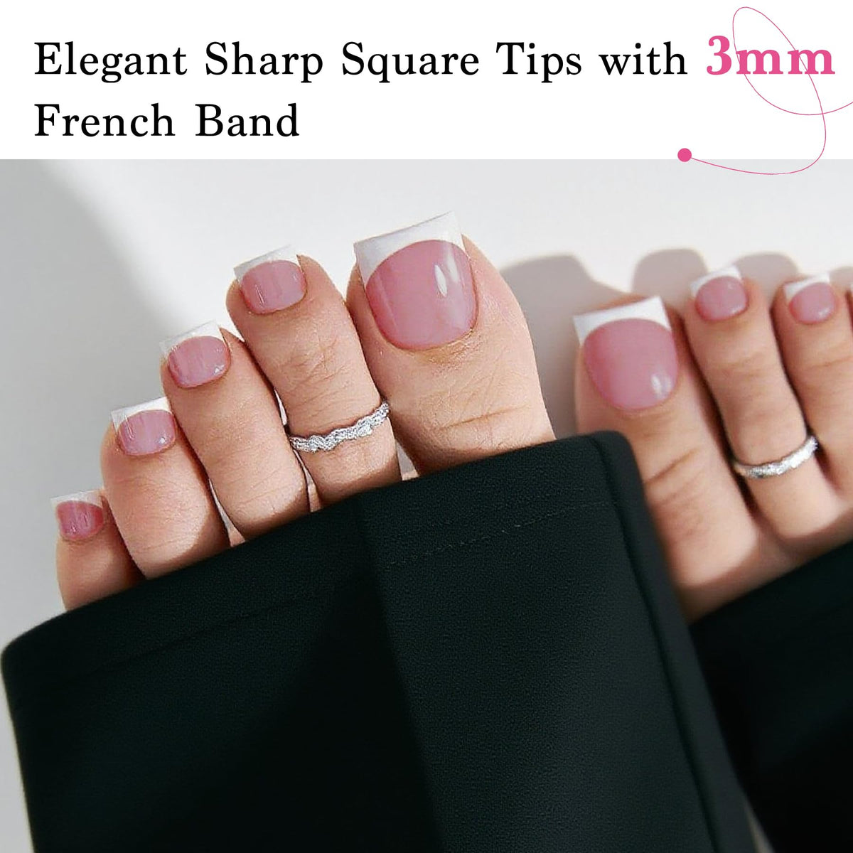 QIEK Toe Nail Press Ons Berry Pink side view
