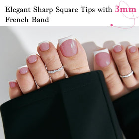 QIEK Toe Nail Press Ons Berry Pink side view
