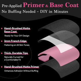 QIEK Toe Nail Press Ons Berry Pink with size tabs