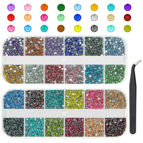 qiipii 24 Colour Small Crystal Resin Rhinestones front view