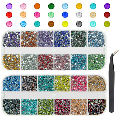 qiipii 24 Colour Small Crystal Resin Rhinestones front view