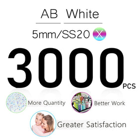 qiipii 3000PCS 5mm White AB Resin Rhinestones in packaging