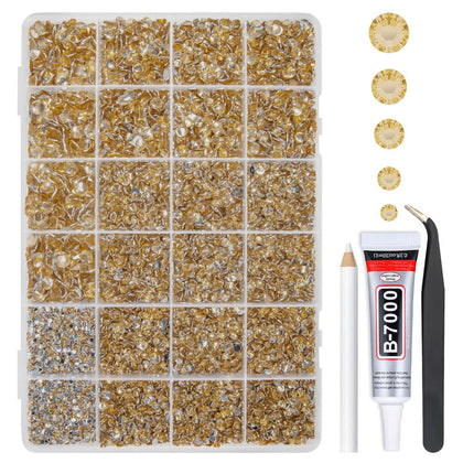 qiipii Champagne Golden Rhinestones Bedazzler Kit front view with 24 grids