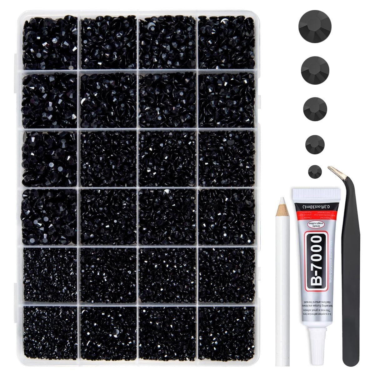 qiipii Pure Black Jelly Resin Rhinestones Kit front view