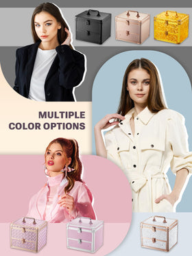 Qislee Makeup Box displayed in vibrant colour options