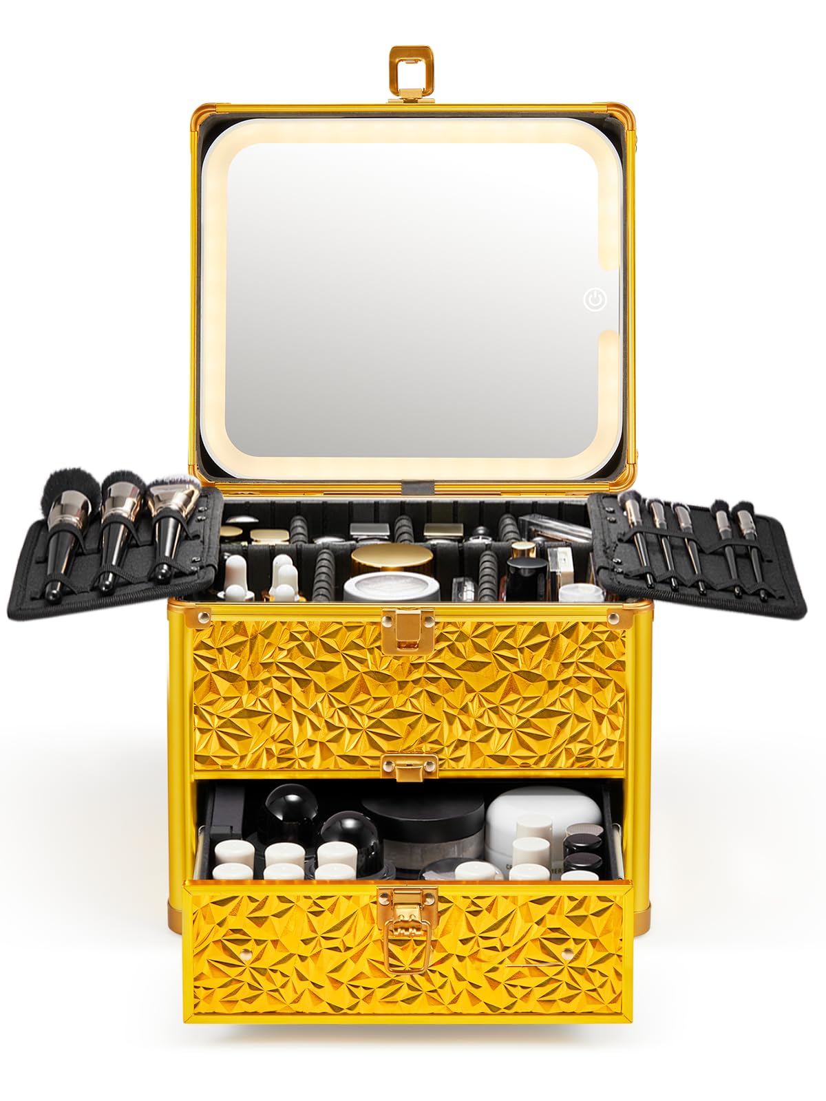 Qislee Makeup Box front view with detachable LED mirror