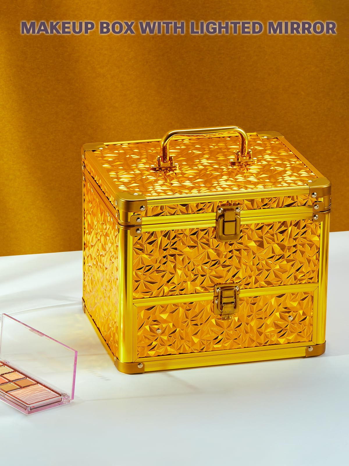 Qislee Makeup Box with contents showcasing organisational features