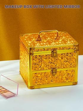 Qislee Makeup Box with contents showcasing organisational features