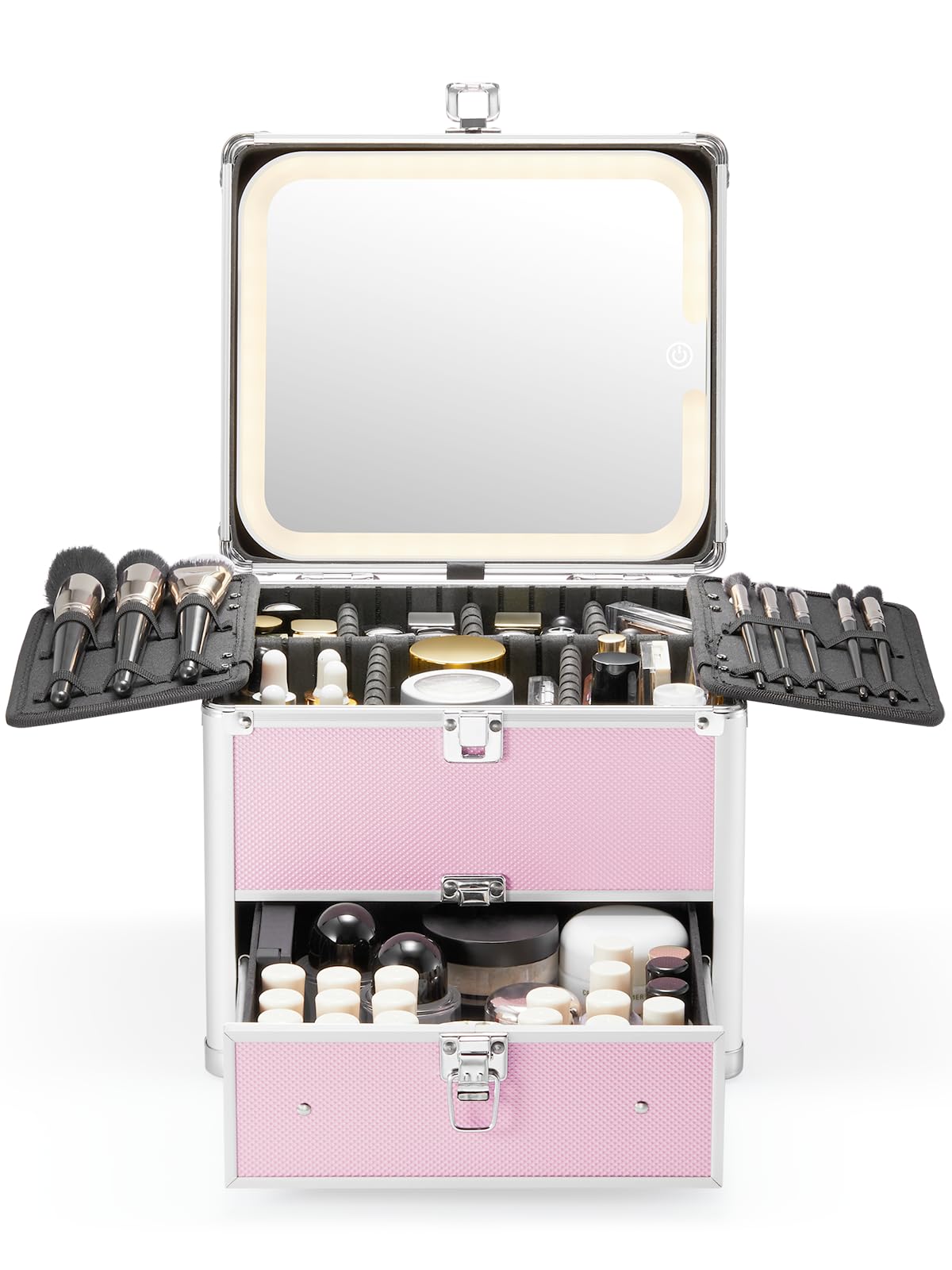 Qislee Makeup Box with detachable LED mirror front view