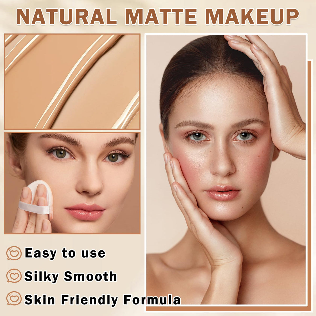 QIUFSSE Air Brush Makeup Foundation 02 Beige on skin