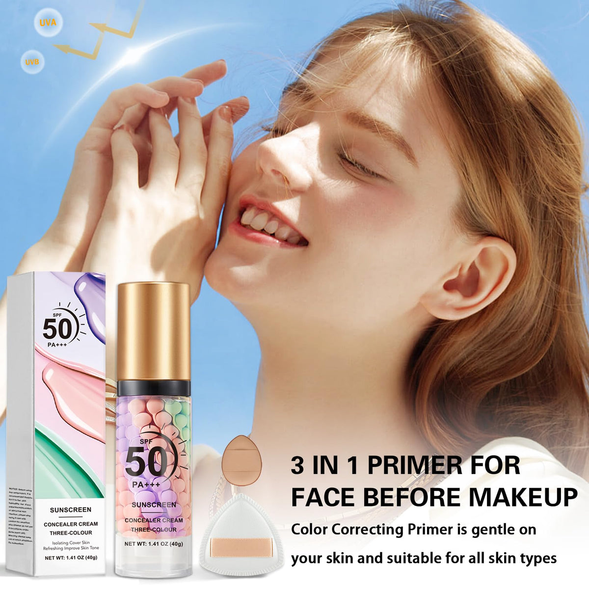 QIUFSSE Colour Correcting Primer back view with ingredients