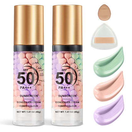 QIUFSSE Colour Correcting Primer front view with three tinted shades