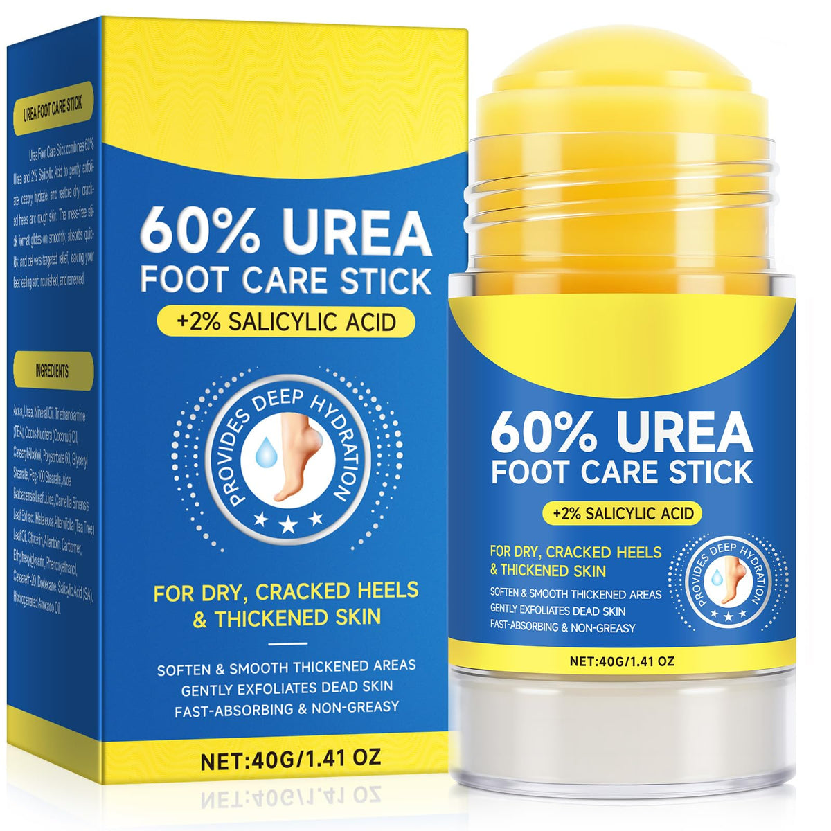 QJCWXIAOX Urea Foot Care Stick front view with packaging