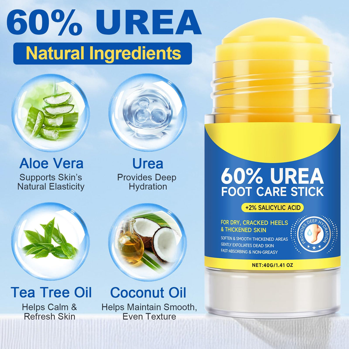 QJCWXIAOX Urea Foot Care Stick showing solid stick design