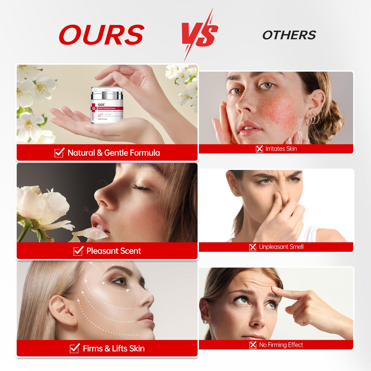 QQE Neck Firming Cream application on neck