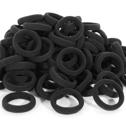 QRTVI Baby Hair Ties 120PCS black elastic bands front view