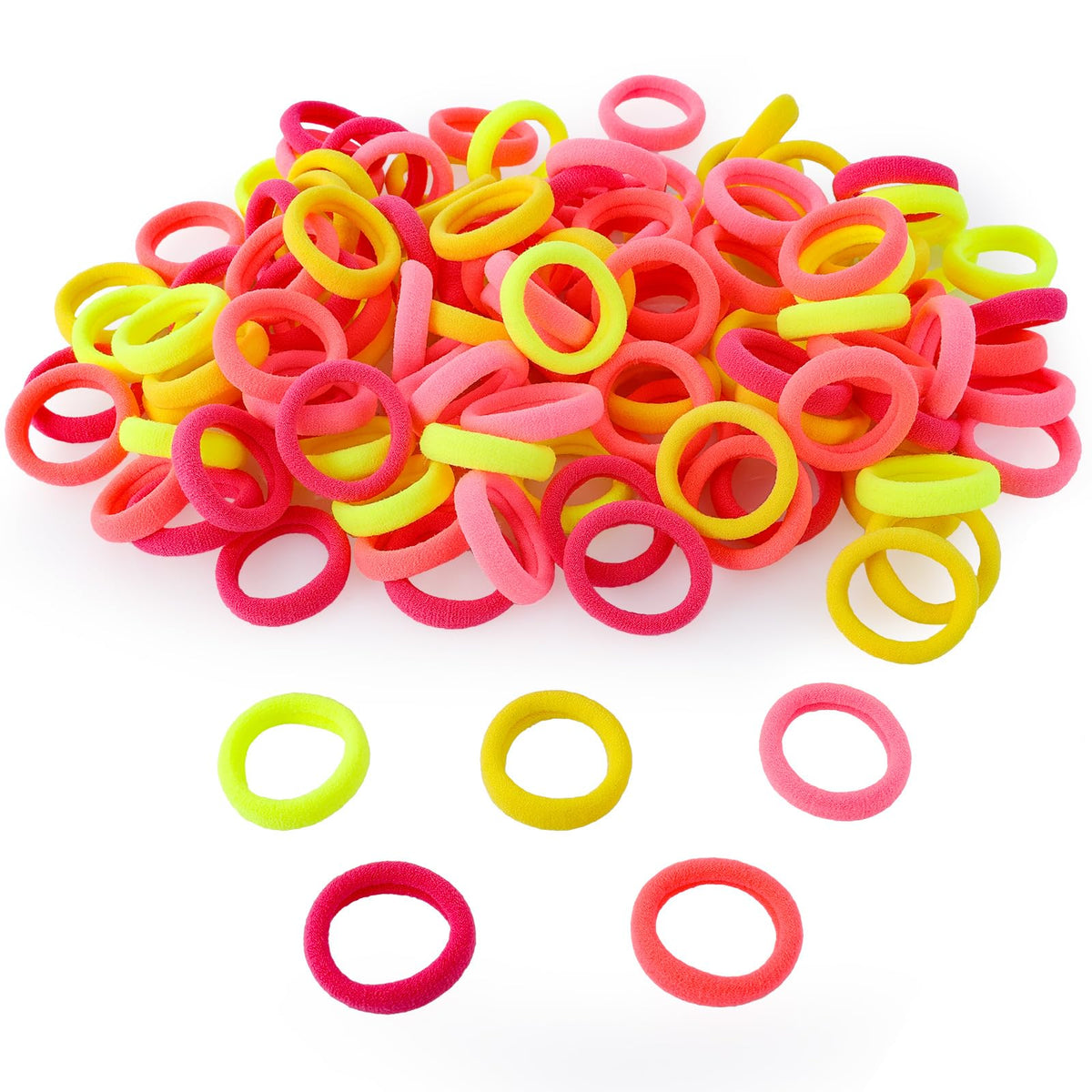 QRTVI Baby Hair Ties in a bag showing 120 pieces