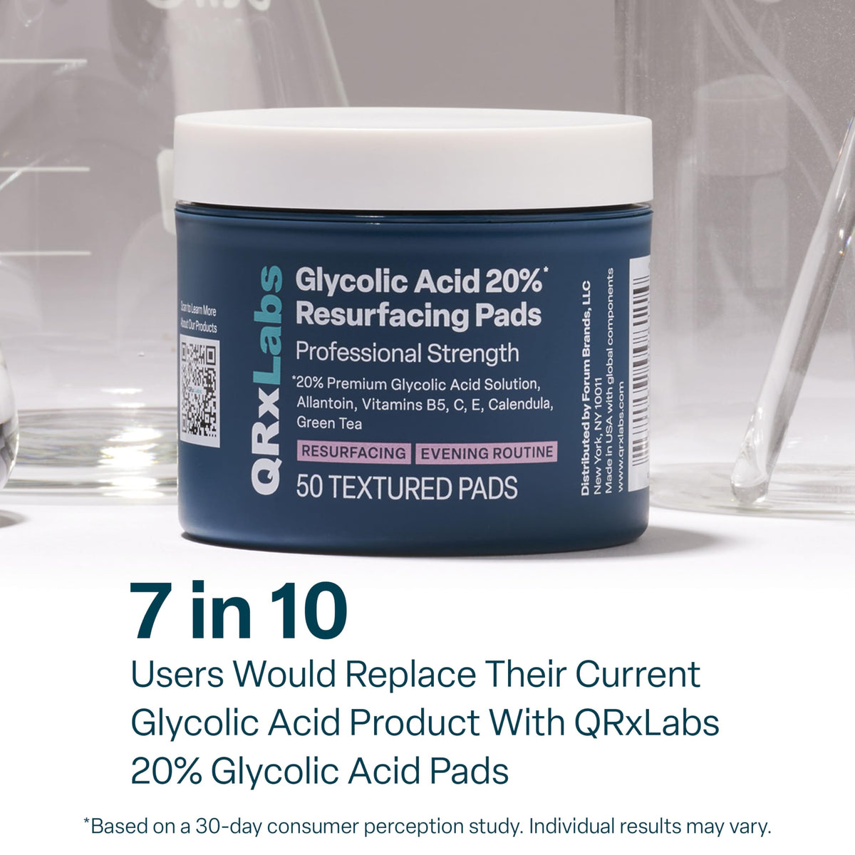 QRxLabs Glycolic Acid Pads 20% packaging details
