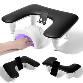 Quaferen U-Shaped Manicure Arm Rest front view with rotating phone holder