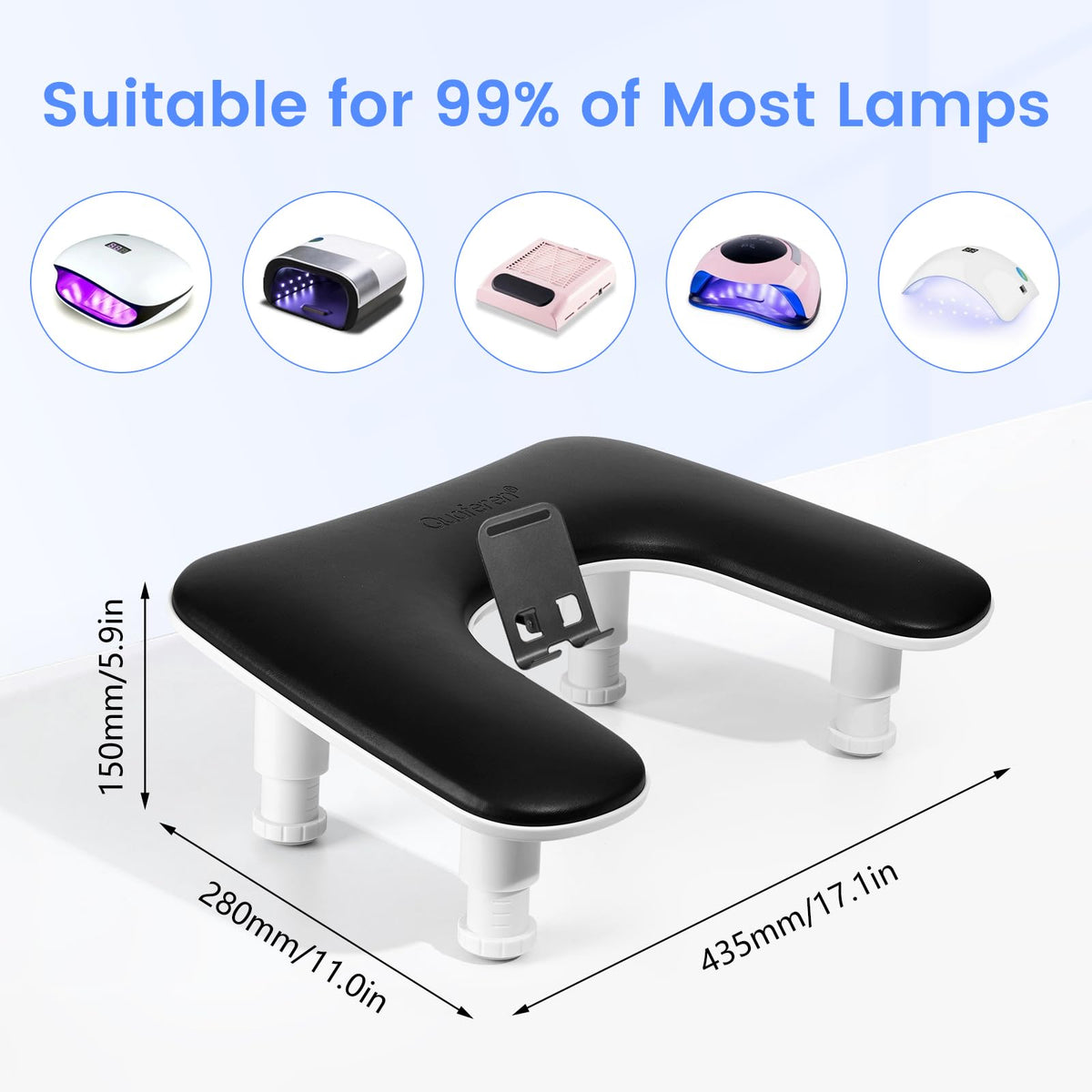 Quaferen U-Shaped Manicure Arm Rest in use during a manicure session