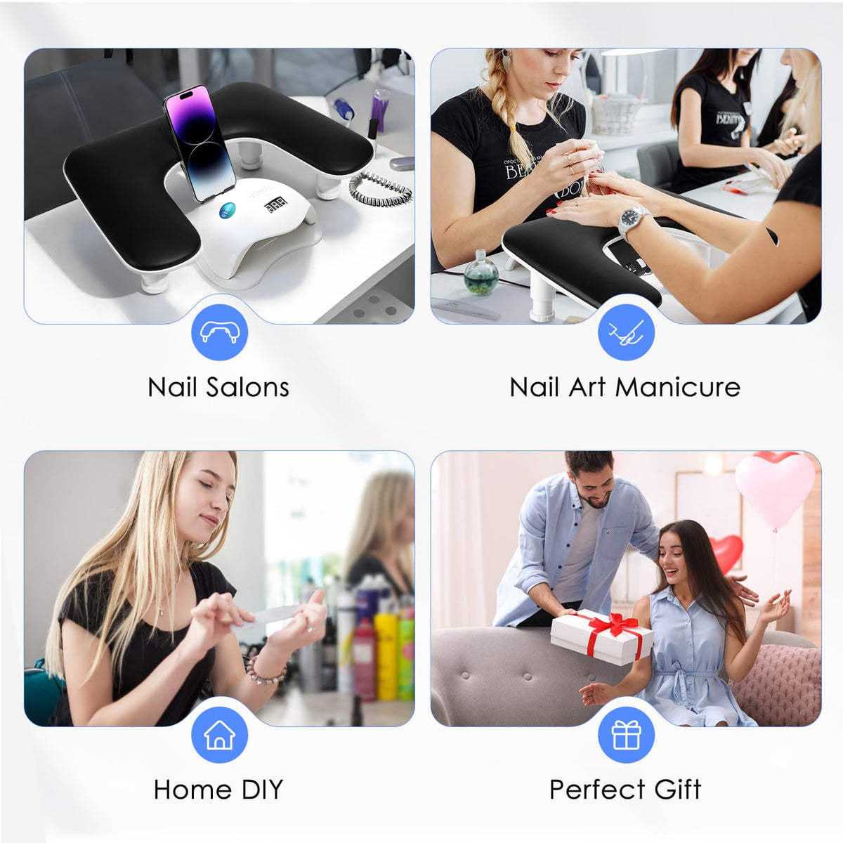 Quaferen U-Shaped Manicure Arm Rest with numbered legs for easy setup