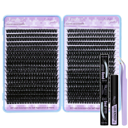QUAFFLY Lash Clusters Kit 720Pcs with Bond and Seal front view
