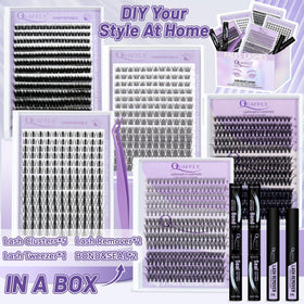 QUAFFLY Lash Clusters Kit contents including tweezers and lash bond