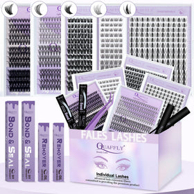 QUAFFLY Lash Clusters Kit front view with 5 trays of lashes