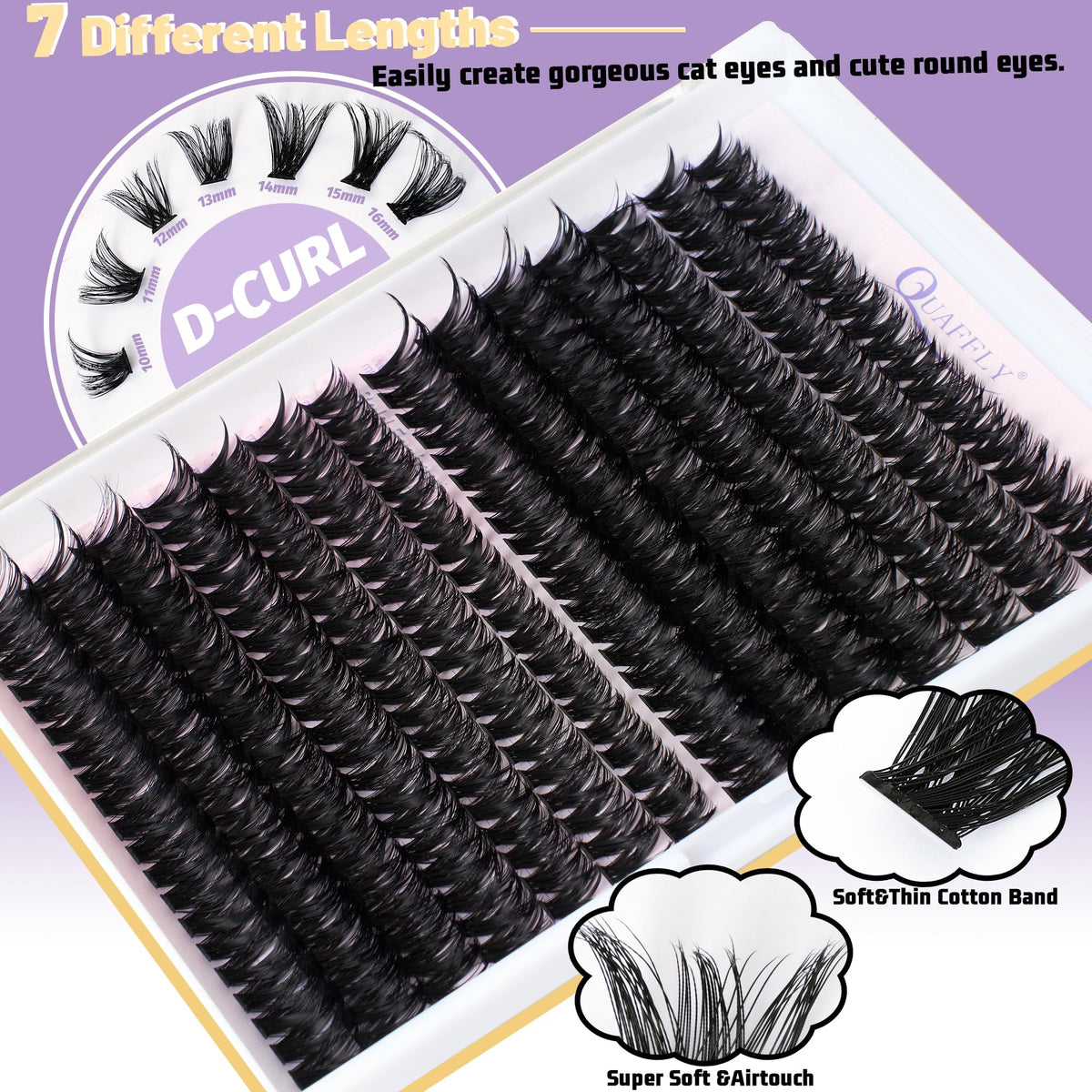 QUAFFLY Lash Clusters Kit precision tweezers and remover