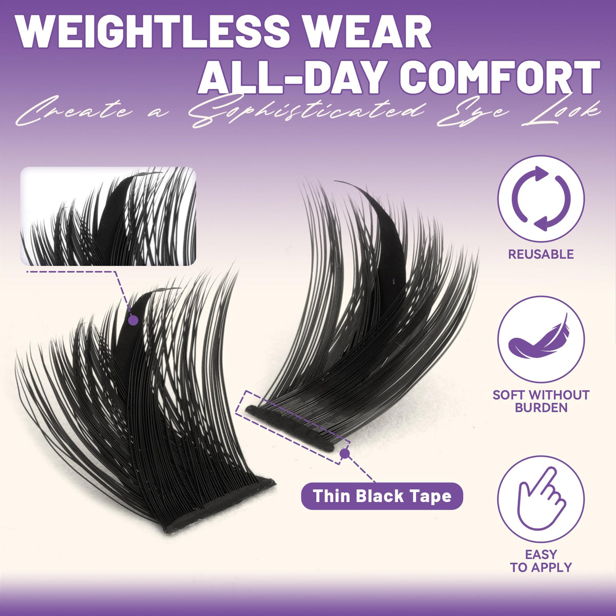 QUAFFLY lash clusters kit with brushes for grooming